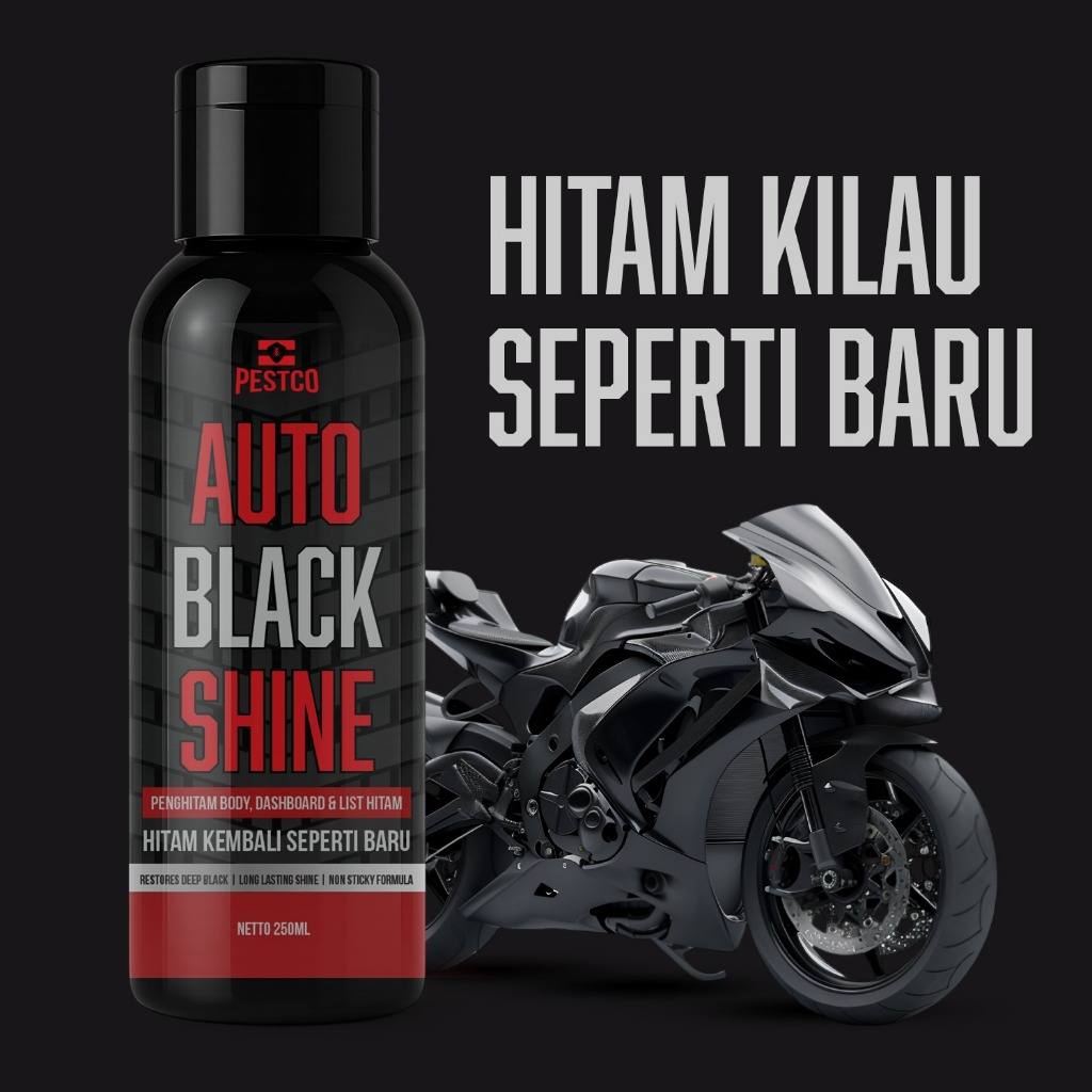 PESTCO Auto Black Shine Penghitam Body Dashboard List Hitam Motor Mobil Wet Look Anti Kusam 250ml