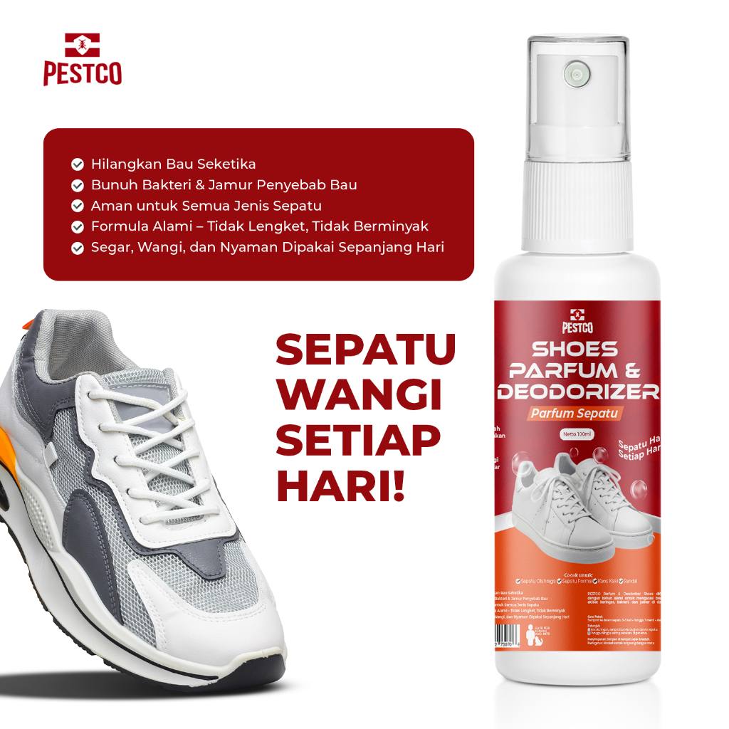 PESTCO Parfum Sepatu  Shoes Deodorant Parfum Sepatu Anti Bau Menyengat & Anti Bakteri 100ml