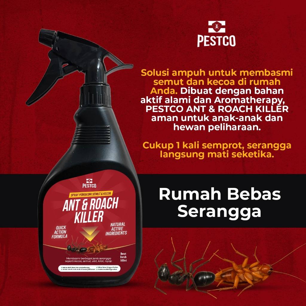 PESTCO Obat Kecoa Ampuh 500ml Semprotan Pengusir Kecoa & Semut Anti Serangga Ant & Roach Killer Aman