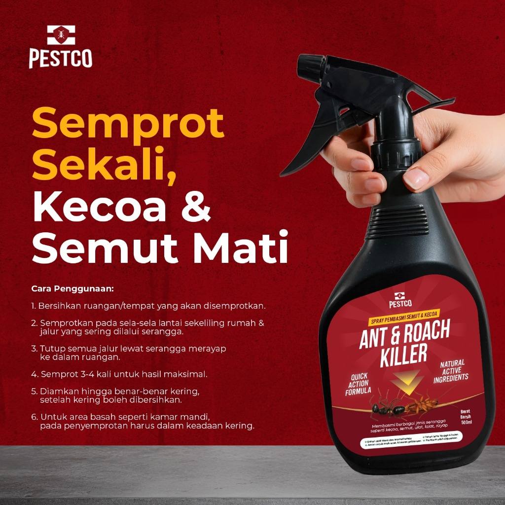 PESTCO Obat Kecoa Ampuh 500ml Semprotan Pengusir Kecoa & Semut Anti Serangga Ant & Roach Killer Aman