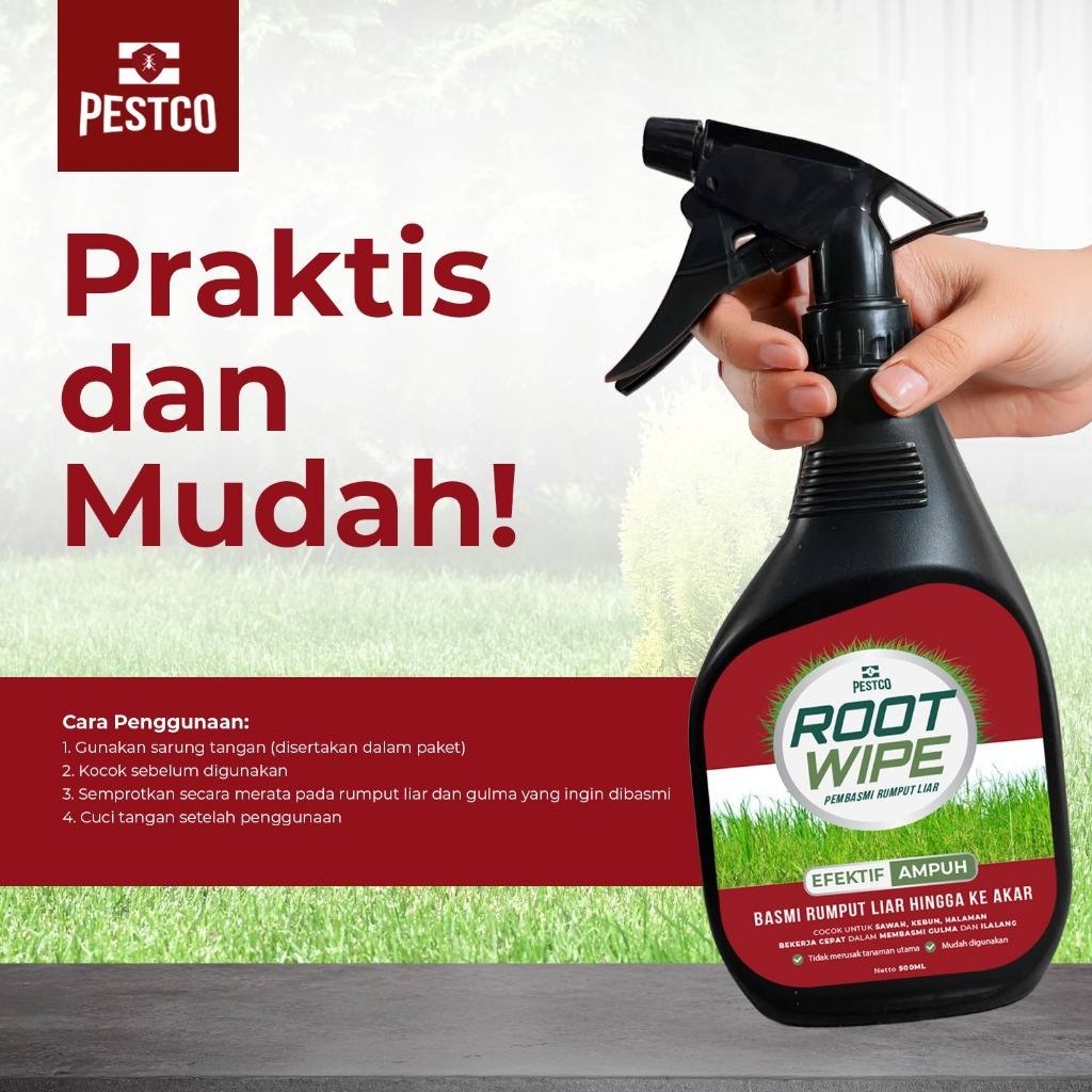 PESTCO Obat Rumput Spray 500ml ROOT WIPE Pembasmi Rumput Liar & Gulma Ampuh Habis Sampai Akar