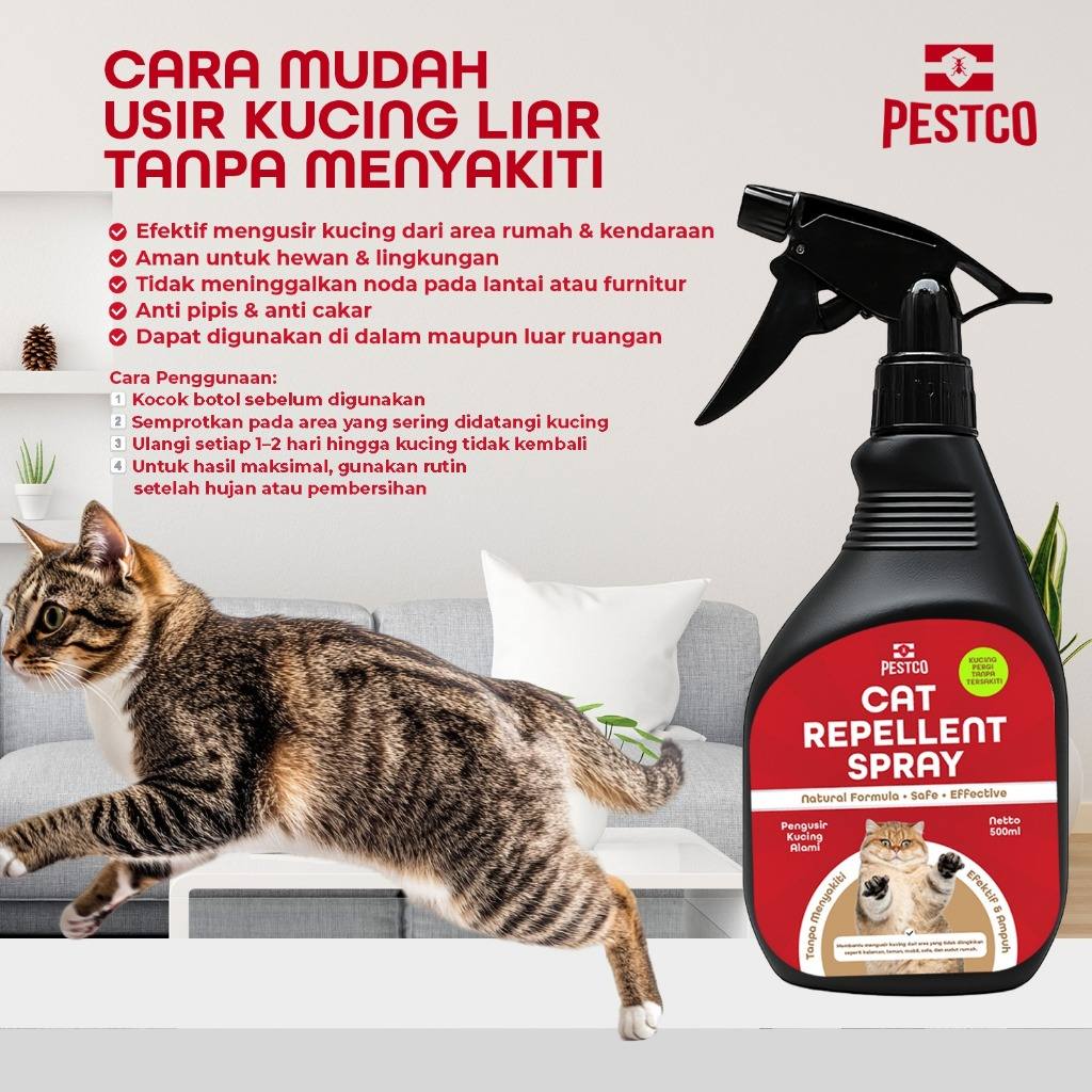 Pestco Cat Repellent Spray Pengusir Kucing Liar Alami Anti Pipis Anti Cakar Aman Untuk Hewan 500ml