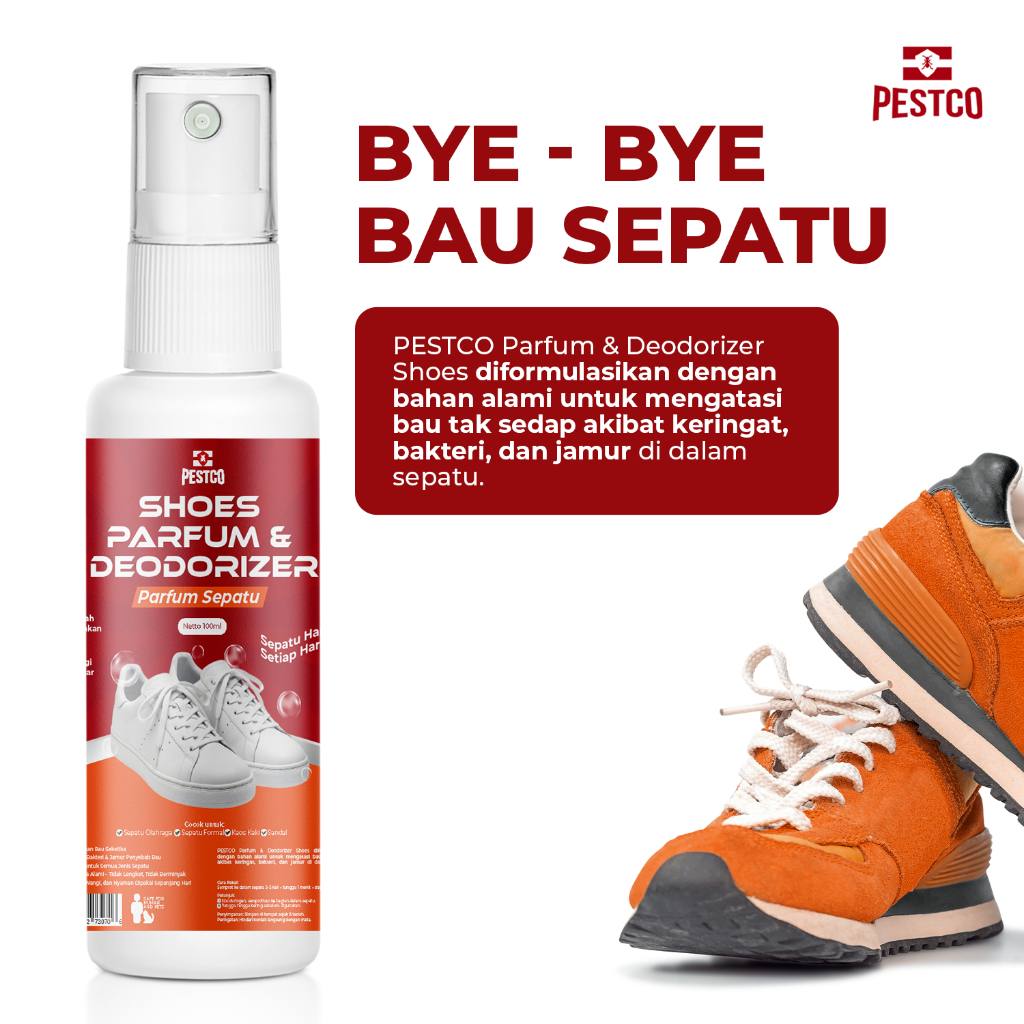 PESTCO Parfum Sepatu  Shoes Deodorant Parfum Sepatu Anti Bau Menyengat & Anti Bakteri 100ml