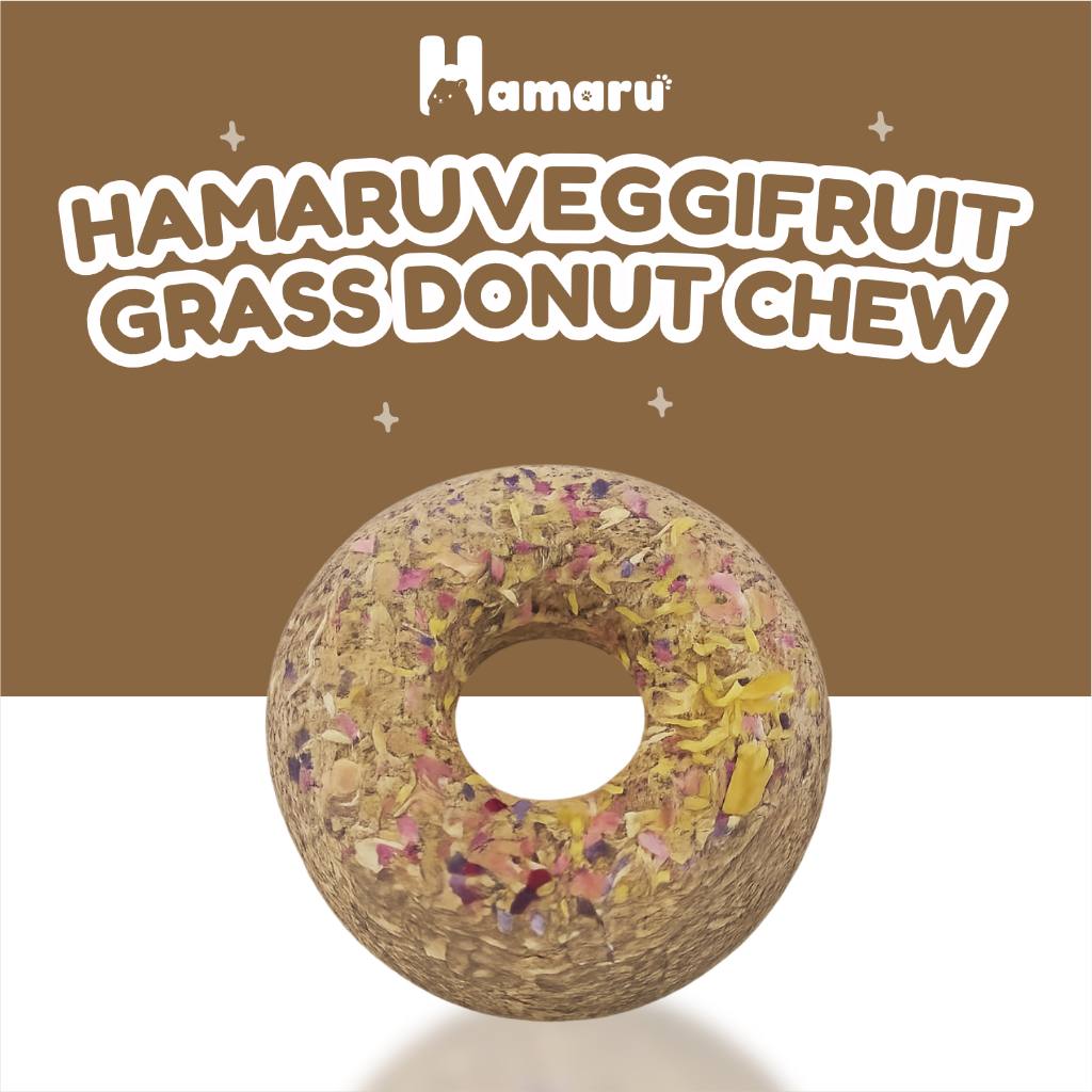 Hamaru Grass Donut Natural Chew Mainan Gigit Hamster Natural Snack Varian Rasa - Veggifruit