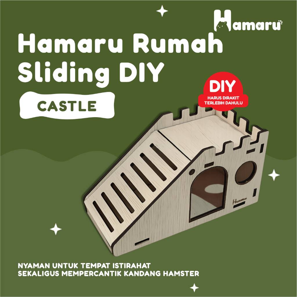 HAMARU Rumah Kayu Hamster DIY Rakitan Murah - Sliding House
