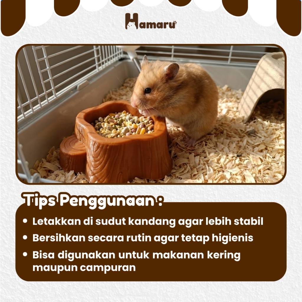 HAMARU Tempat Makan Bentuk Batang Pohon Hamster Food Feeder Hamster Marmut Hewan Kecil