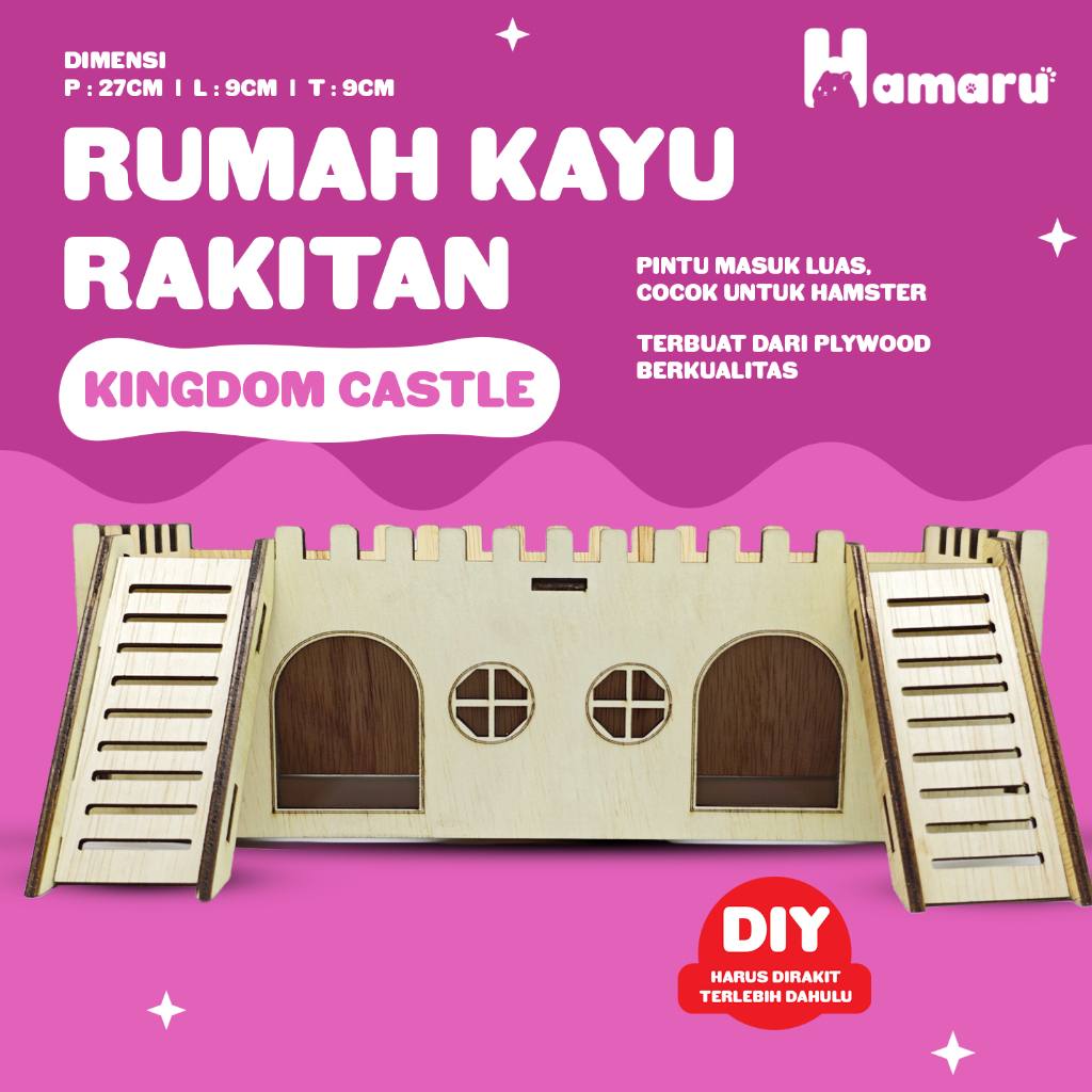 HAMARU Rumah Kayu Hamster DIY Kingdom Castle Tempat Bermain & Eksplor Hewan Kecil