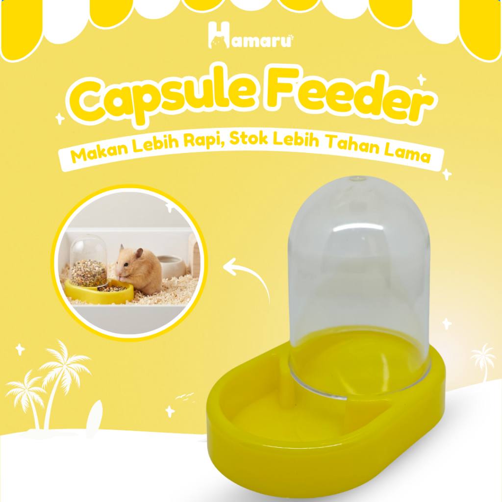 HAMARU Tempat Makan Hamster Capsule Feeder Otomatis Wadah Pakan Hewan Kecil