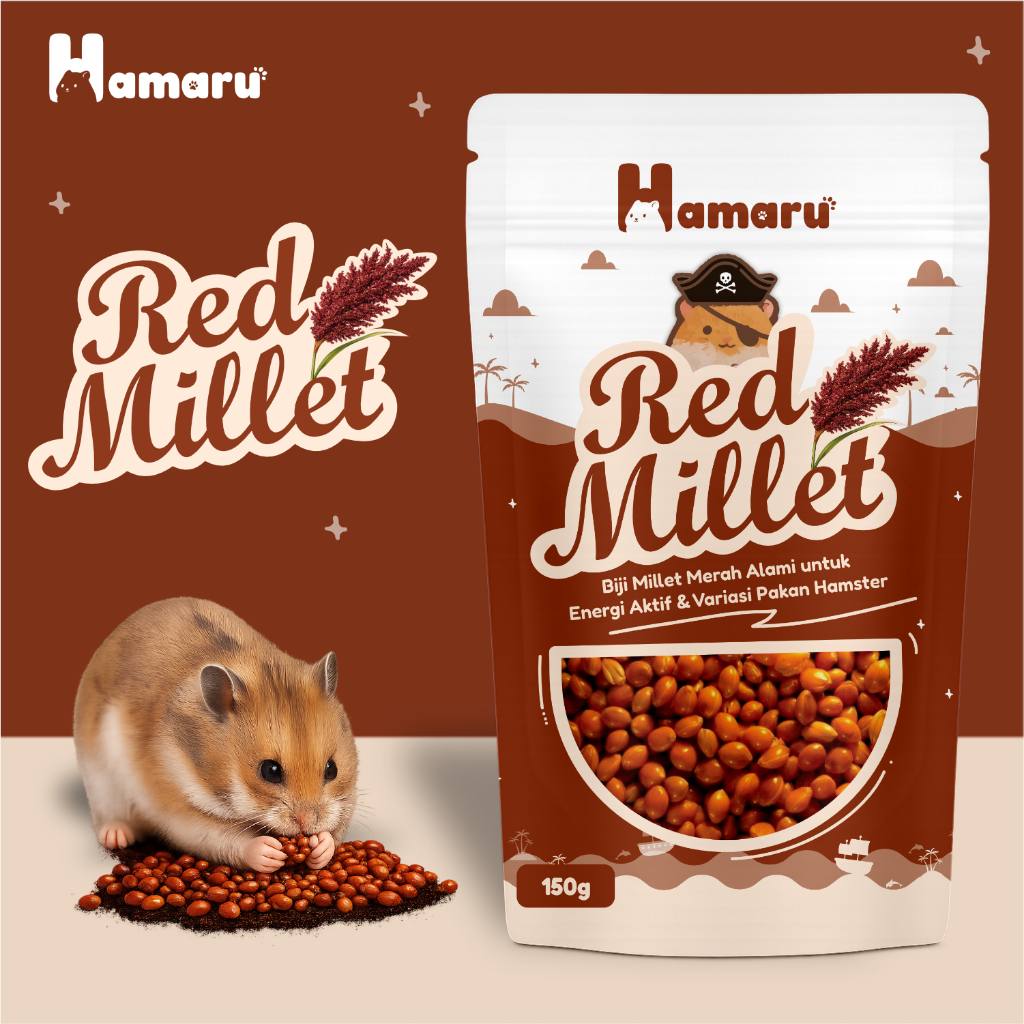 Hamaru Red Millet Biji Millet Merah Alami Pakan Harian Natural Hamster Marmut Kecil - 150g