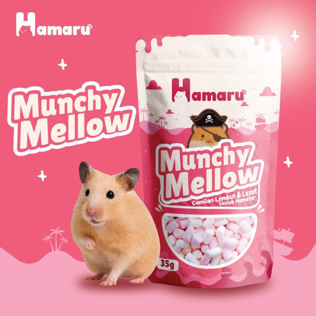 HAMARU Snack Hamster Munchy Mellow Mini Marshmallow Camilan Cemilan Manis 35g Marmut
