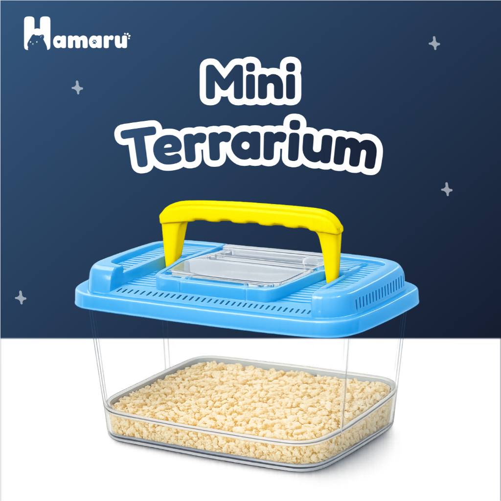 Hamaru Mini Terrarium Kandang Hamster Portable Transparan dengan Ventilasi Kandang Travel Praktis