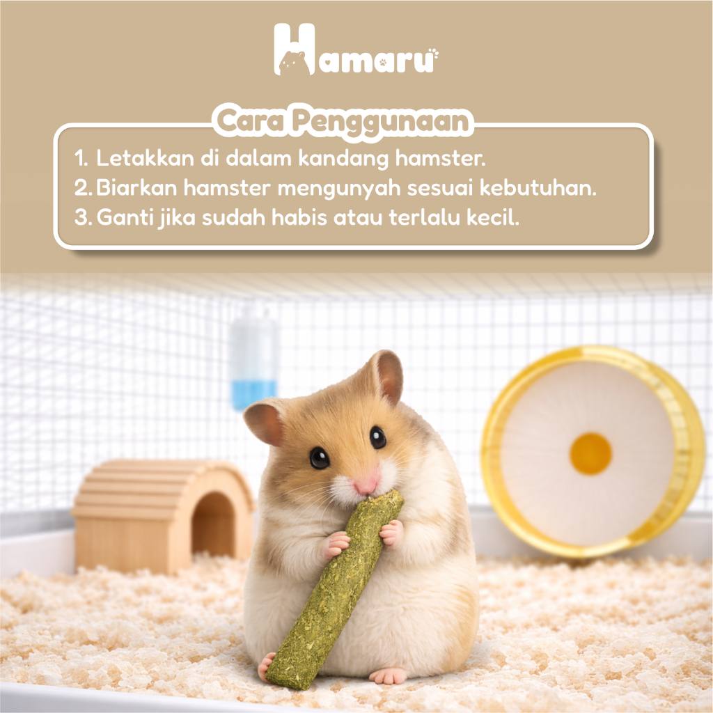 Hamaru Natural Hay Chew Stick Mainan Kunyah Hamster Pengikis Gigi Alami Hamster Kelinci Marmut Hewan Kecil