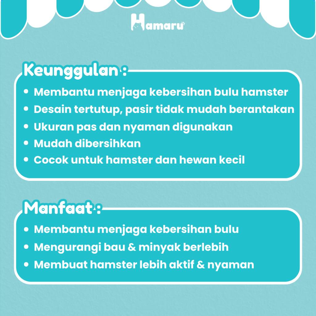 HAMARU Potty Toilet Tempat Mandi Pasir Hamster Desain Tertutup Anti Berantakan + Sendok Pasir Mini