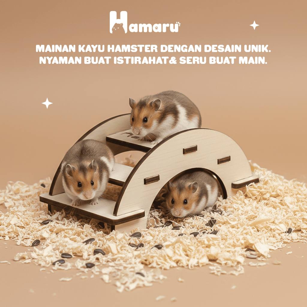 HAMARU Mini Bridge Mainan Kayu DIY Aksesoris Kandang Hamster Sugar Glider Marmut Tempat Bersembunyi & Bermain Hewan Kecil