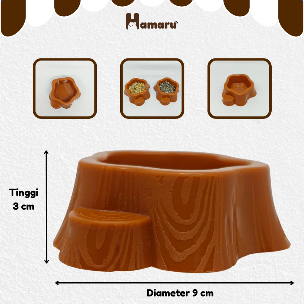 HAMARU Tempat Makan Bentuk Batang Pohon Hamster Food Feeder Hamster Marmut Hewan Kecil