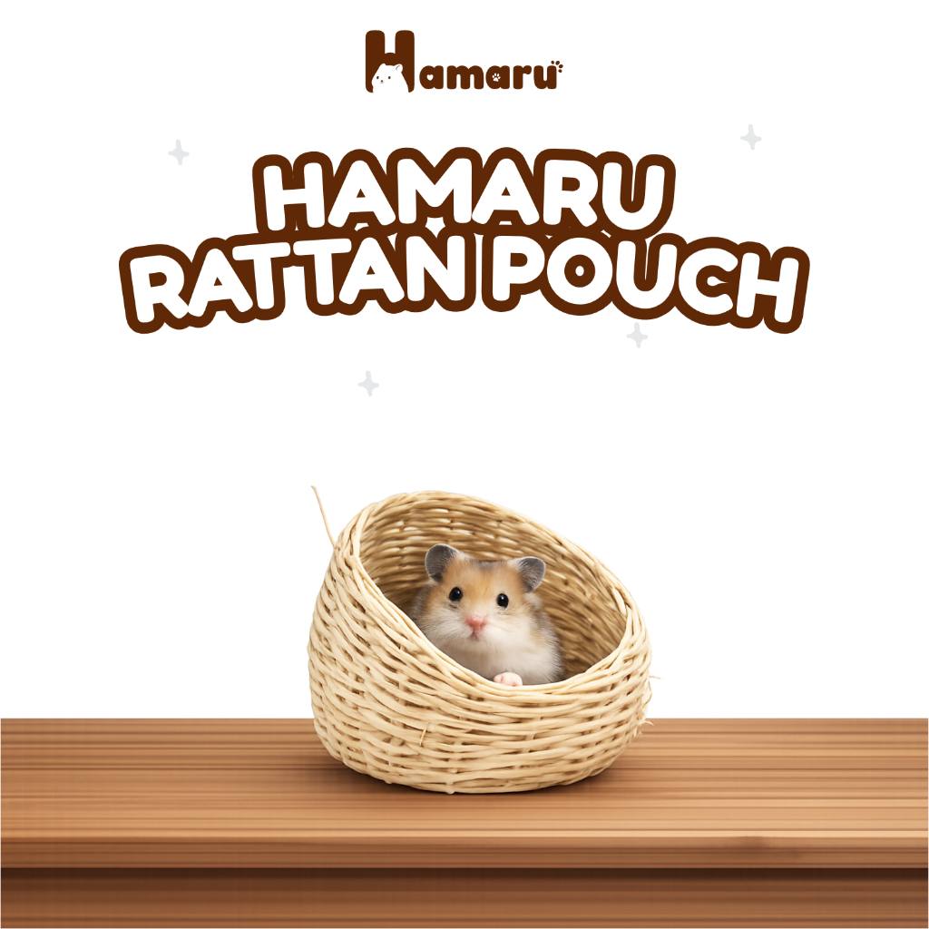Hamaru Rattan Collection Rumah Hamster Rotan Alami Rumah Hiasan Kandang Hewan Kecil - Rotan Pouch