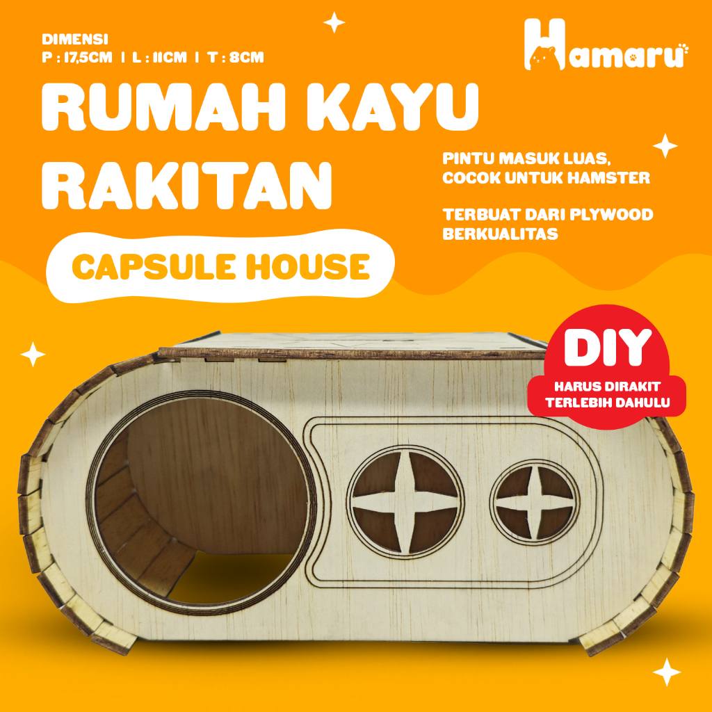 HAMARU Rumah Kayu Hamster DIY Rakitan Murah – Capsule House