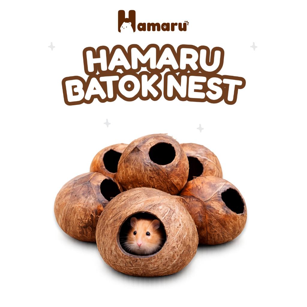 Hamaru Batok Nest Rumah Hamster Batok Kelapa Natural Tempat Tidur & Hideout Hamster Hewan Kecil