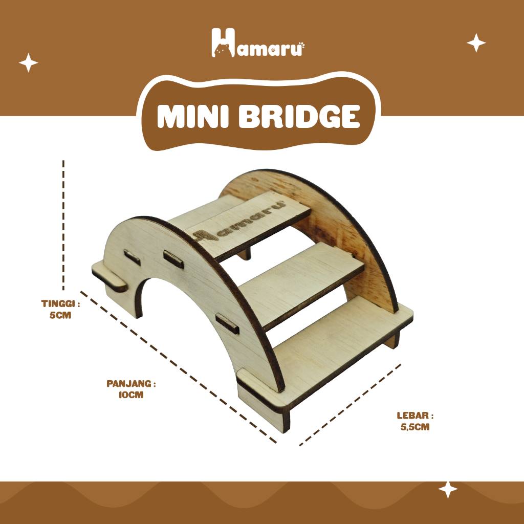 HAMARU Mini Bridge Mainan Kayu DIY Aksesoris Kandang Hamster Sugar Glider Marmut Tempat Bersembunyi & Bermain Hewan Kecil