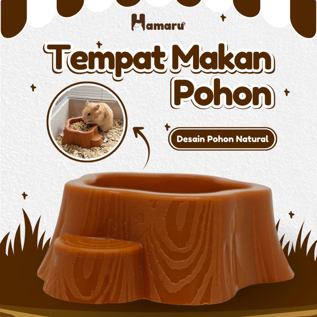 HAMARU Tempat Makan Bentuk Batang Pohon Hamster Food Feeder Hamster Marmut Hewan Kecil
