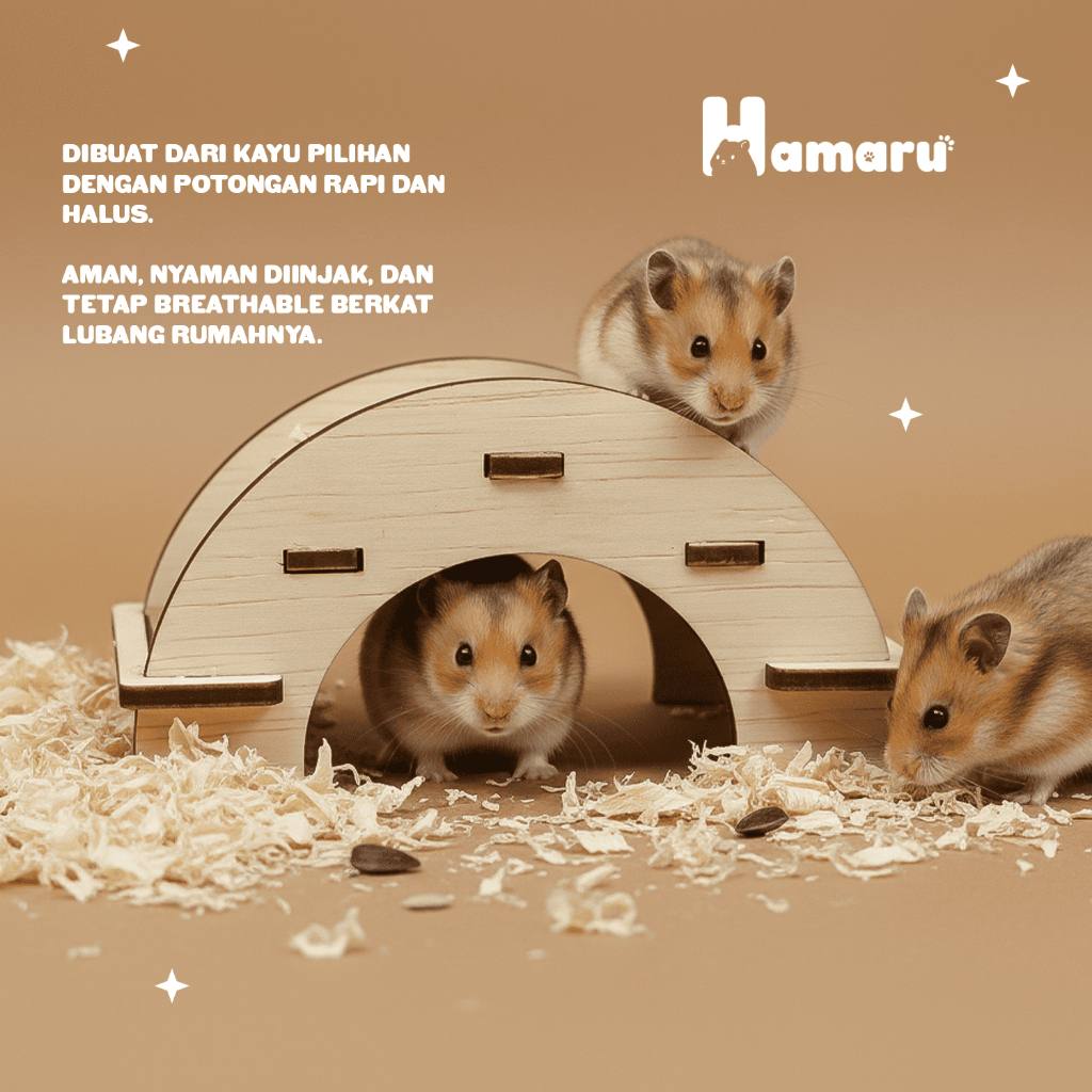 HAMARU Mini Bridge Mainan Kayu DIY Aksesoris Kandang Hamster Sugar Glider Marmut Tempat Bersembunyi & Bermain Hewan Kecil