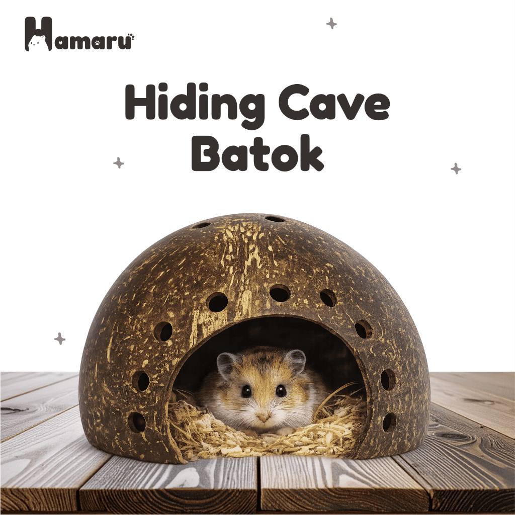 Hamaru Hiding Cave Batok Tempat Tidur Sembunyi Hamster Natural Nyaman