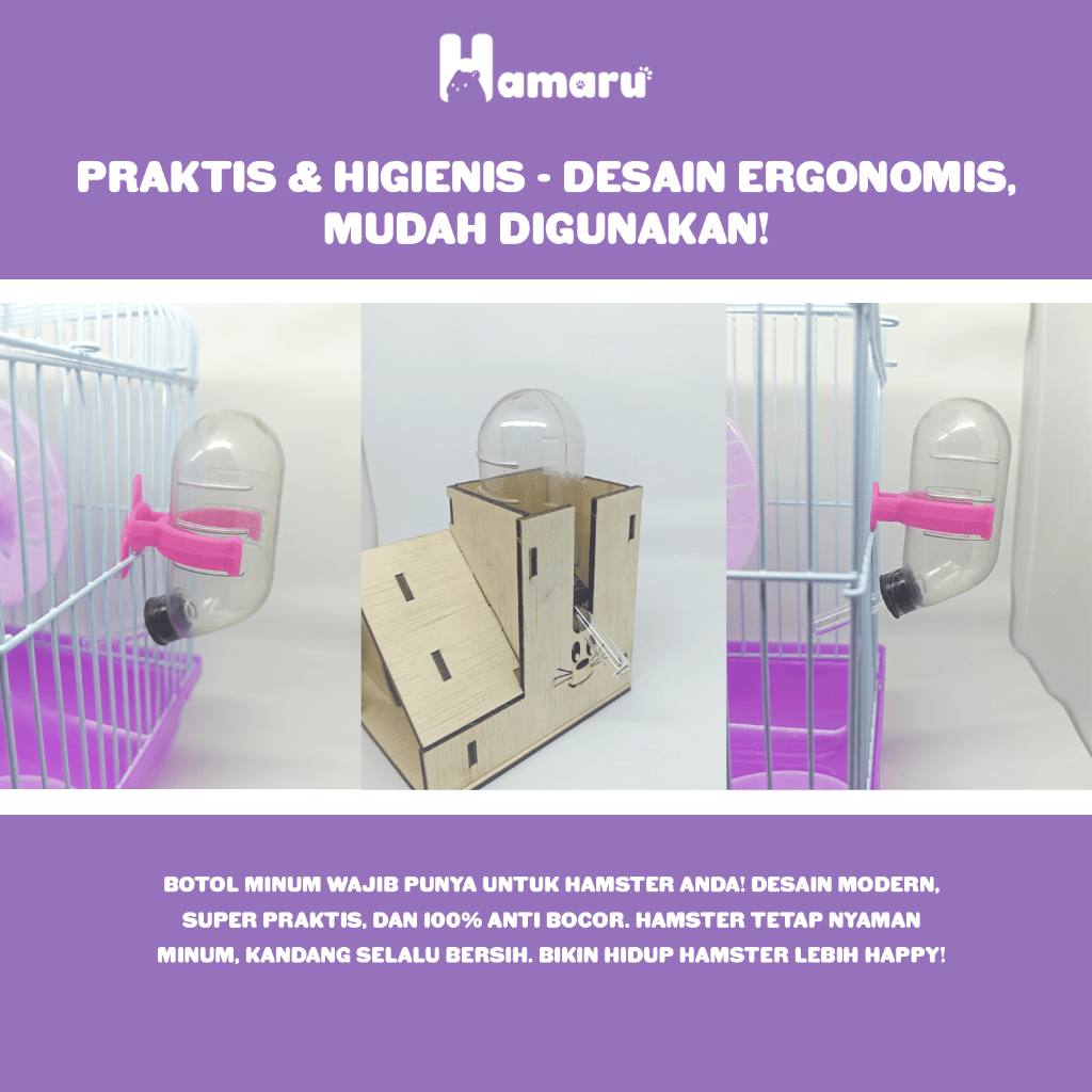 HAMARU Botol Minum Transparant Anti Bocor Anti Tumpah Hamster Marmut Sugar Glider - 60mll