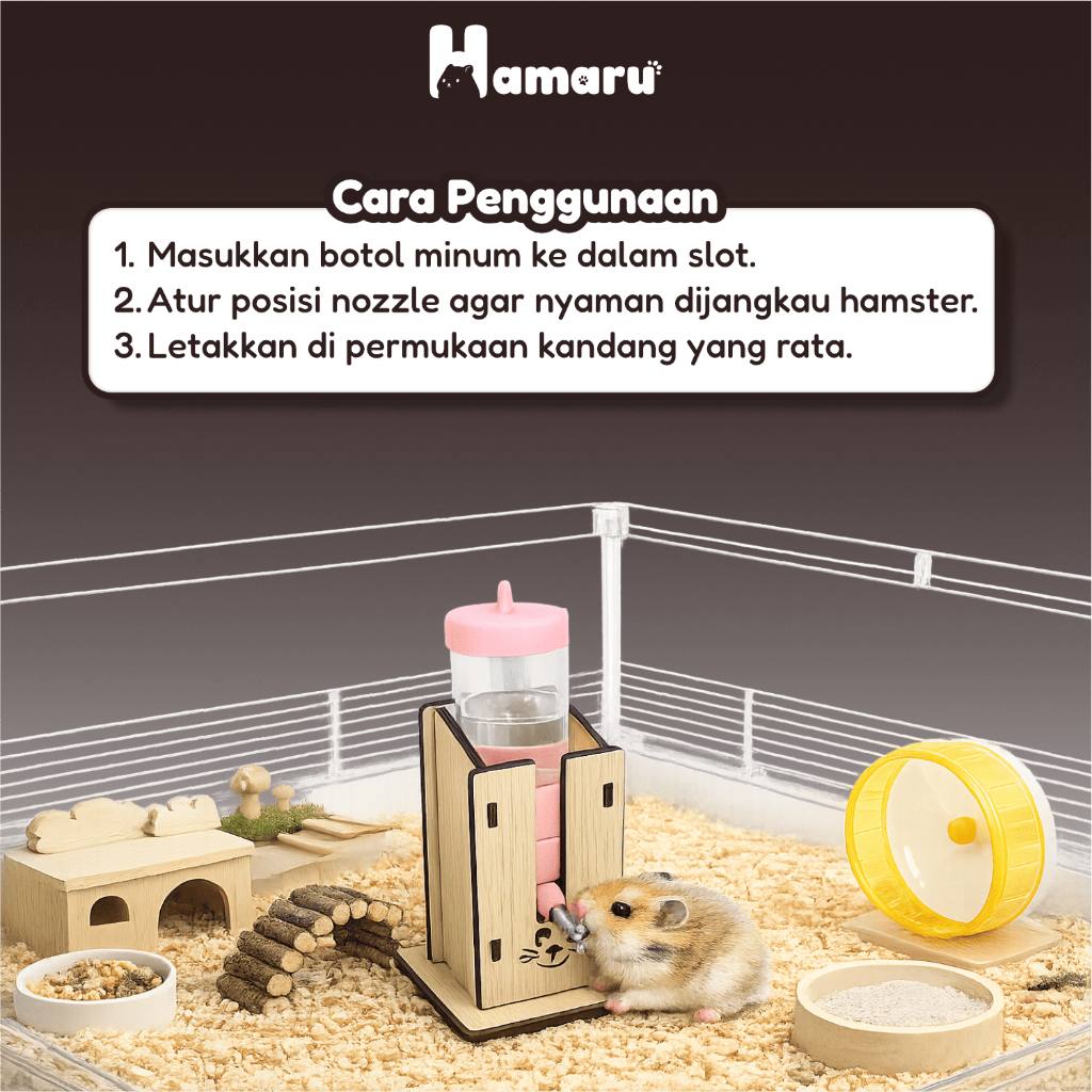 Hamaru DIY Standing Bottle Holder Tempat Botol Minum Hamster Stand Botol Hamster Kayu
