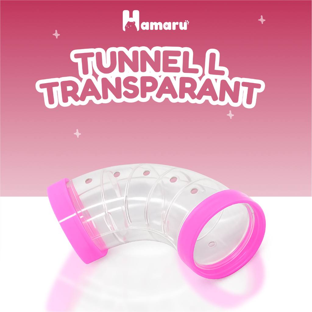 Hamaru Tunnel L Transparant Sambungan Terowongan Hamster Siku Transparan Aksesoris Mainan Kandang