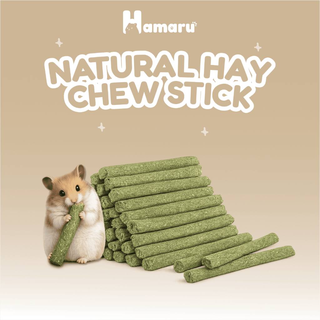 Hamaru Natural Hay Chew Stick Mainan Kunyah Hamster Pengikis Gigi Alami Hamster Kelinci Marmut Hewan Kecil