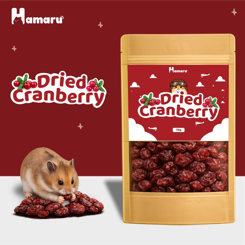 Hamaru Dried Cranberry Snack Camilan Natural Hamster Sugar Glider Alami Tanpa Pengawet - 75g