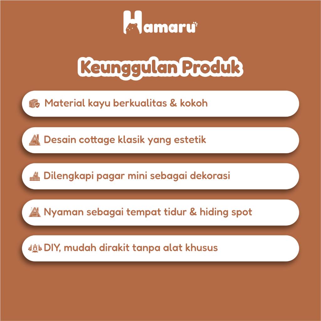 HAMARU Rumah Kayu Hamster DIY Rakitan Murah - Mini Cottage