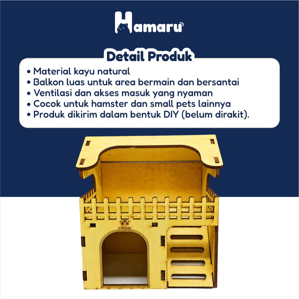 HAMARU Rumah Kayu Hamster DIY Rakitan Murah - Balcony House